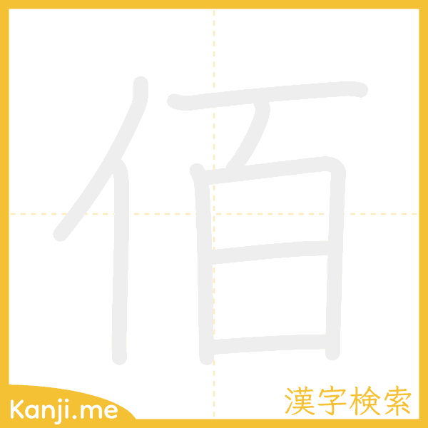 「佰」の書き順アニメーション