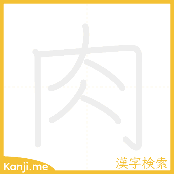 「肉」の書き順アニメーション