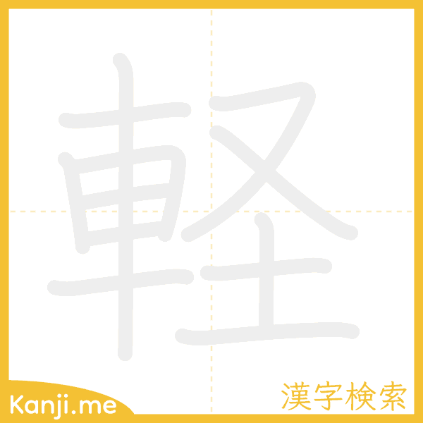 「軽」の書き順アニメーション