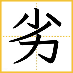 漢字「劣」