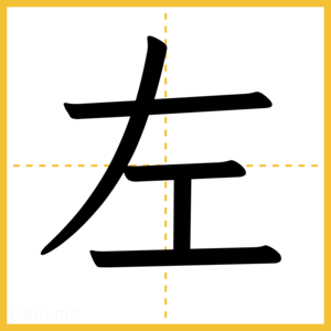 漢字「左」