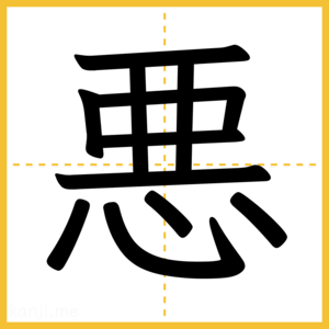 漢字「悪」