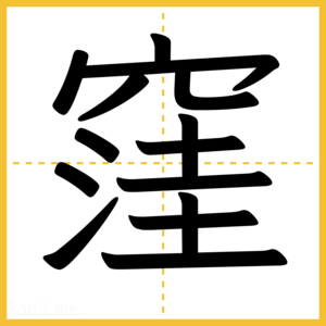 漢字「窪」
