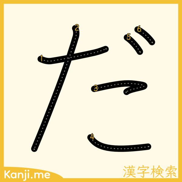 「だ」の筆順